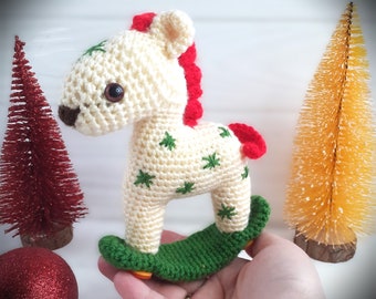 Rocking Horse Crochet Pattern. Christmas amigurumi. Stuffed toy pattern