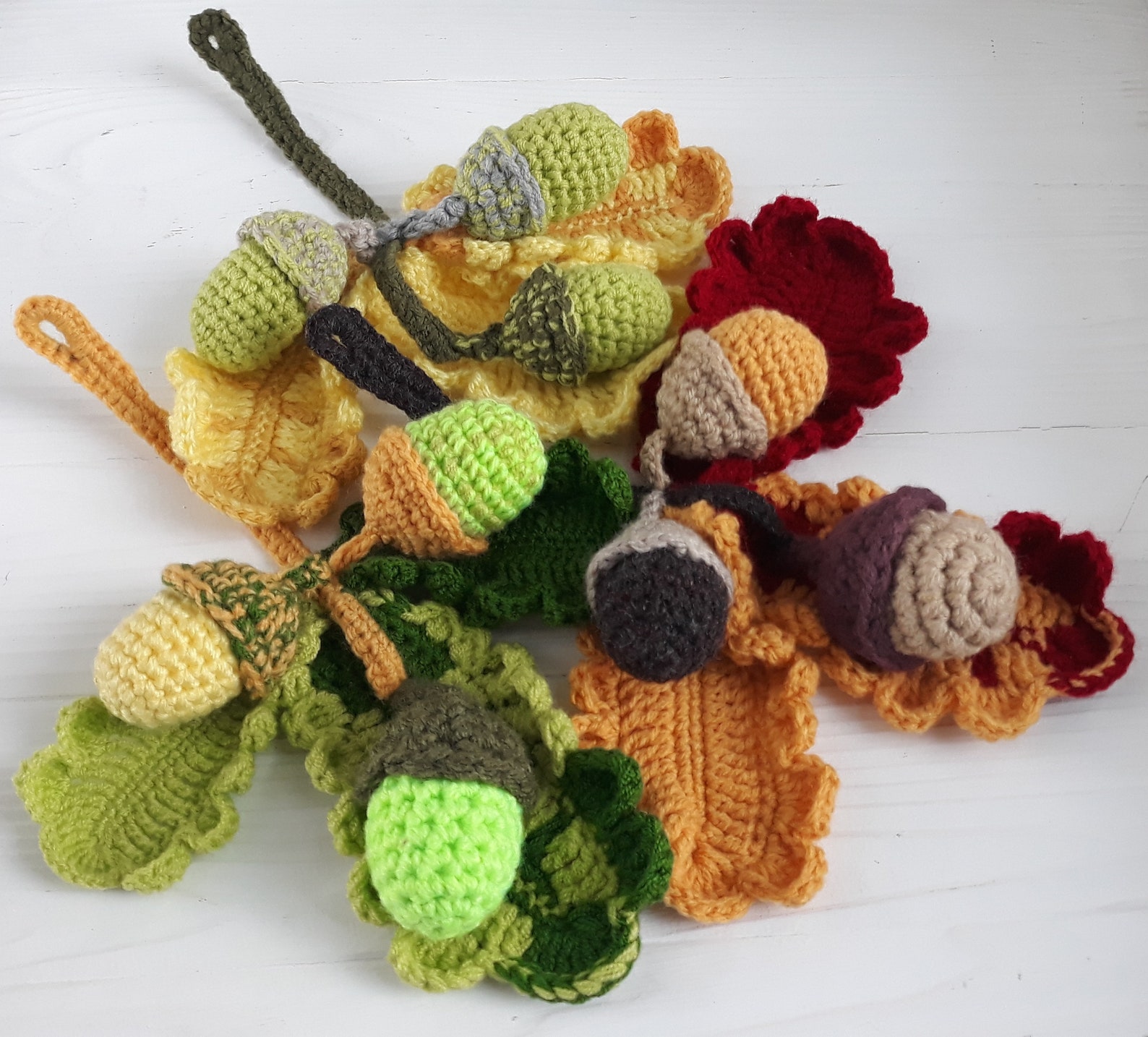 Oak Leaf and Acorn Ornaments, Cute Crochet Pattern, Hanging Branch ...