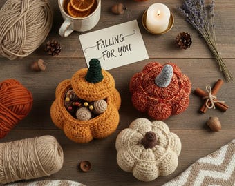 Patrón de caja de calabaza de crochet: Decoración de Acción de Gracias (Patrón PDF)