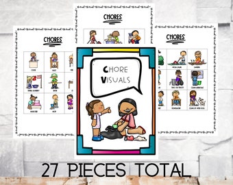 Chore Visual Aids, Routine, Chore Schedule, ABA, Therapy, Autism, ADD, Communication, Digital