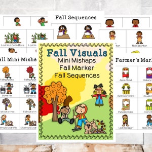 Herfstbeelden, herfstsequenties op de boerenmarkt, visuele hulpmiddelen, vroeg leren, copingvaardigheden, sociale vaardigheden, klasbehoeften voor speciaal onderwijs