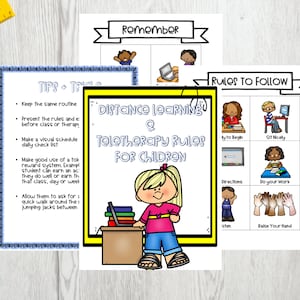 Distance Learning and Teletherapy Rules for Children, Home School, Remote Therapy, Autism, Special Education, Education, Remote Learning