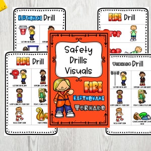 Safety Drills Visuals, Safety, Fire Drill, Earthquake, Visual Aid, ABA, Therapy, Autism, ADD, Communication, Digital, Clip Art,