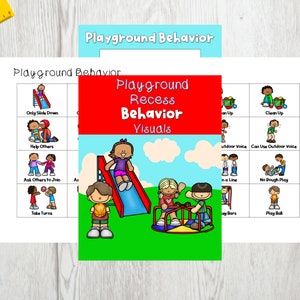 Immagini comportamentali della ricreazione nel parco giochi, Comportamento, Aiuto visivo, ABA, Terapia, Autismo, ADD, Comunicazione, Digitale, Clip Art, Visual sociale