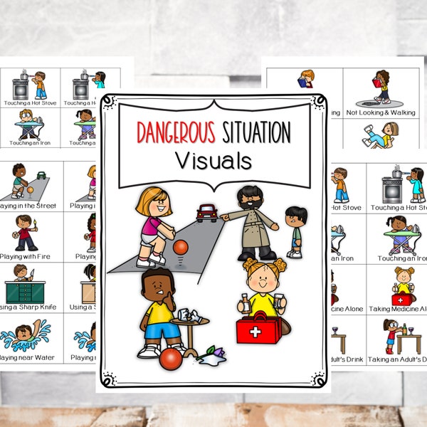 Dangerous Situations and Mishaps Visuals, Safety Visual Aids, Therapy, Learning, Children, Early Childhood, Coping, Social skills