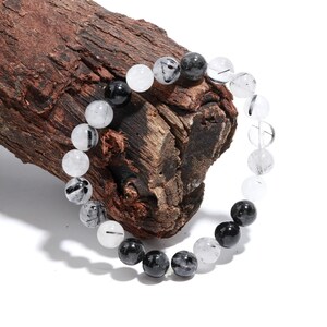 Genuine Black Rutile Bracelet – Healing Crystal Bracelet 8 mm Beads