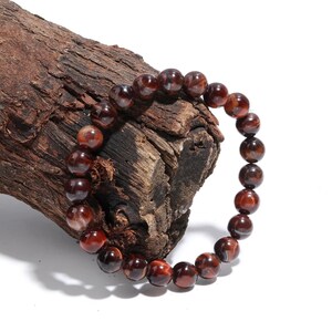 Red Tiger Eye Bracelet For Enhancing Confidence and Self-esteem 8 mm Beads