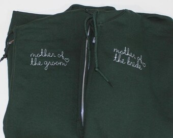 Custom Left Chest Embroidered Full-Zip Adult/Youth Unisex Sweatshirt With Hood & Pouch Pockets | Bridal/Bachelorette Party Gift