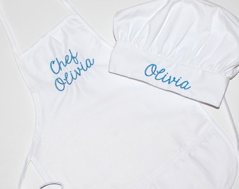 Halloween Costume Custom Apron And Chef's Hat Set  | Fits Ages 2 to 6 Years Best | Embroidered Apron And Chef's Hat For Kids