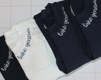 Custom Collar Embroidered Crewneck Sweatshirt / Sport Team Sweatshirt / Customize Your Own Collar Sweatshirt