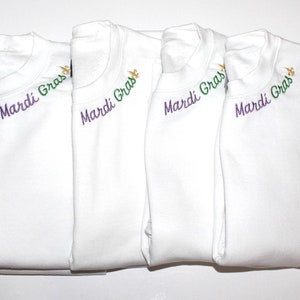 Mardi Gras Embroidered Collar Unisex Adult Sweatshirt | Fleur De Lis Collar Embroidery | Mardi Gras Apparel