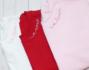 Custom Love Embroidered  Collar Sweatshirt - Embroidered Collar Adult Unisex Crewneck Sweatshirt - Love Sweatshirt