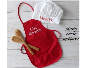 BESTSELLER Personalized Kids Apron And Chef's Hat Set  - Embroidered Apron And Chef's Hat For Kids