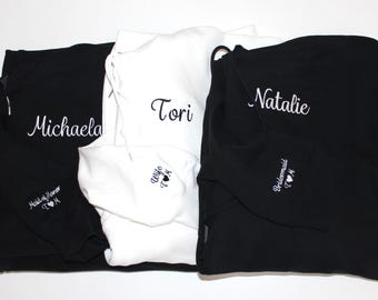 Full-Zip Embroidered Adult Unisex Sweatshirt With Hood & Pouch Pockets | Bridal Party Gift | Bride-To-Be | Custom Bachelorette Party Apparel