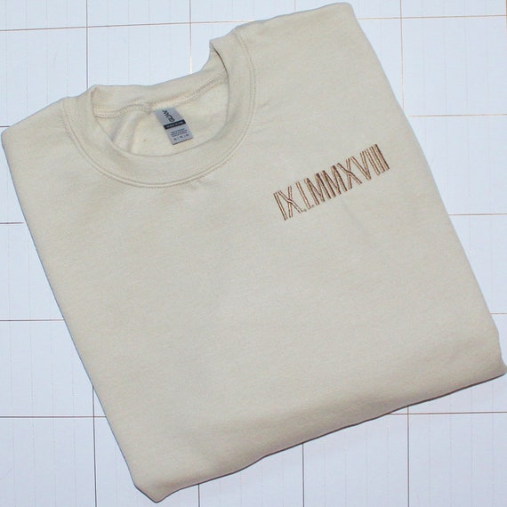 Roman Numeral Custom Embroidered Crewneck Sweatshirt Gift | Etsy