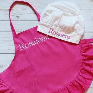 Personalized Kids Apron & Chef&#39;s Hat Set | Embroidered Kids Apron Set | Apron For Kids Ages 2-6 Years | Special Custom Gift