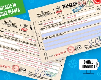 Gepersonaliseerde kersttelegramsjabloon | Bewerkbare kerstbrief (digitale download)