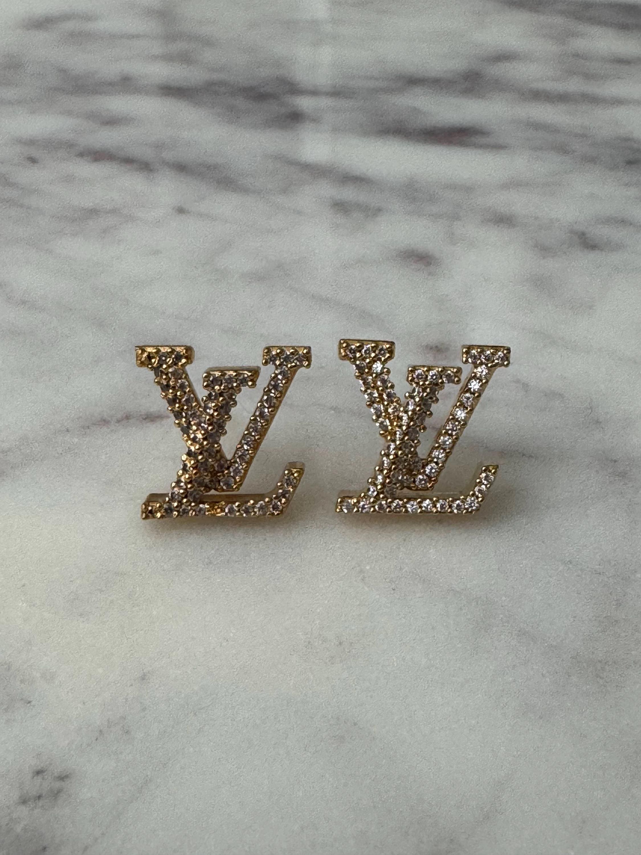 Authentic Pre-owned Louis Vuitton LV Iconic Gold-tone Crystal Stud