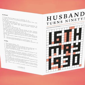 Customisable Crossword Card Greetings Card Birthday Father's Day Mother's Day Red