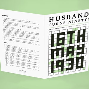 Customisable Crossword Card Greetings Card Birthday Father's Day Mother's Day Green