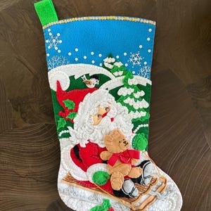 Finished Bucilla stocking “Santas Sled”