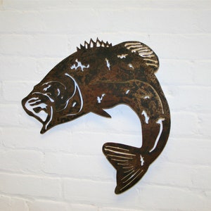 Bass Fish Sign bass fishing metal wall decor wall art fish sign metal fish sign metal wall art metal art wall hanging bass fishing