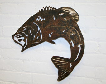 Bass Fish Sign bass fishing metal wall decor wall art fish sign metal fish sign metal wall art metal art wall hanging bass fishing