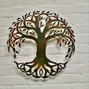 Tree of life Celtic metal sign  18&quot; Diameter acid patina wall art interior decor wall hanging metal art