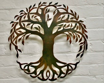 Tree of life Celtic metal sign  18" Diameter acid patina wall art interior decor wall hanging metal art