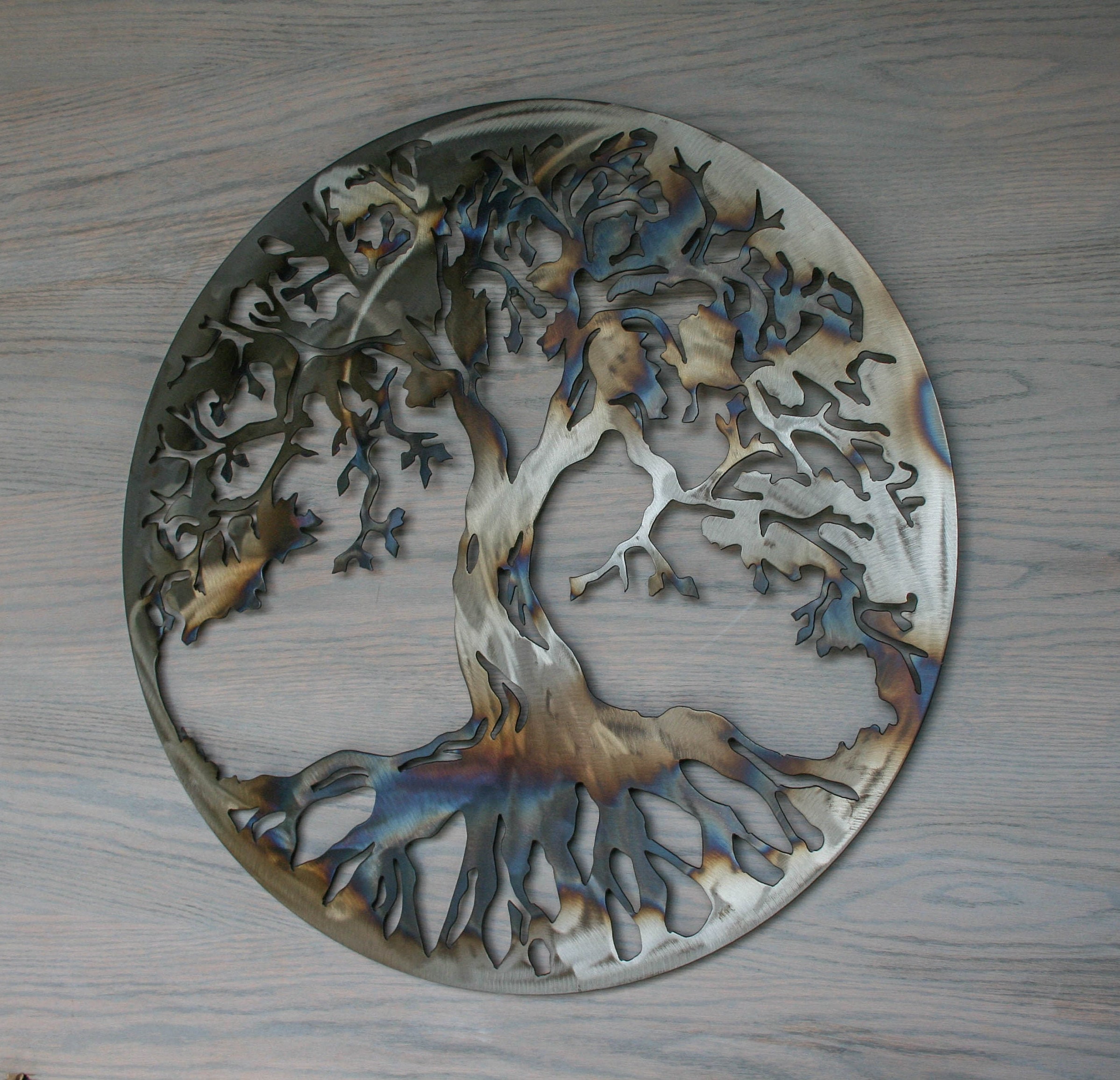 Tree of life metal wall art wall decor metal tree Round tree | Etsy