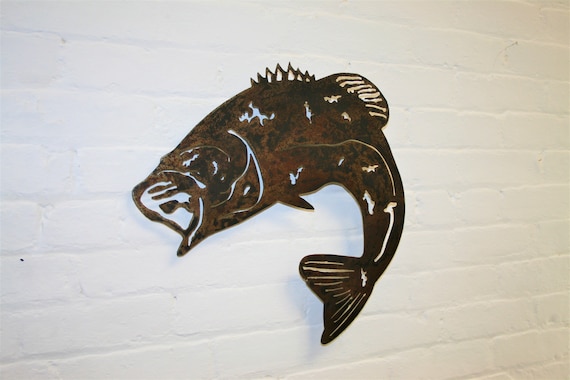 Bass Fish Sign Bass Fishing Metal Wall Decor Wall Art Fish Sign