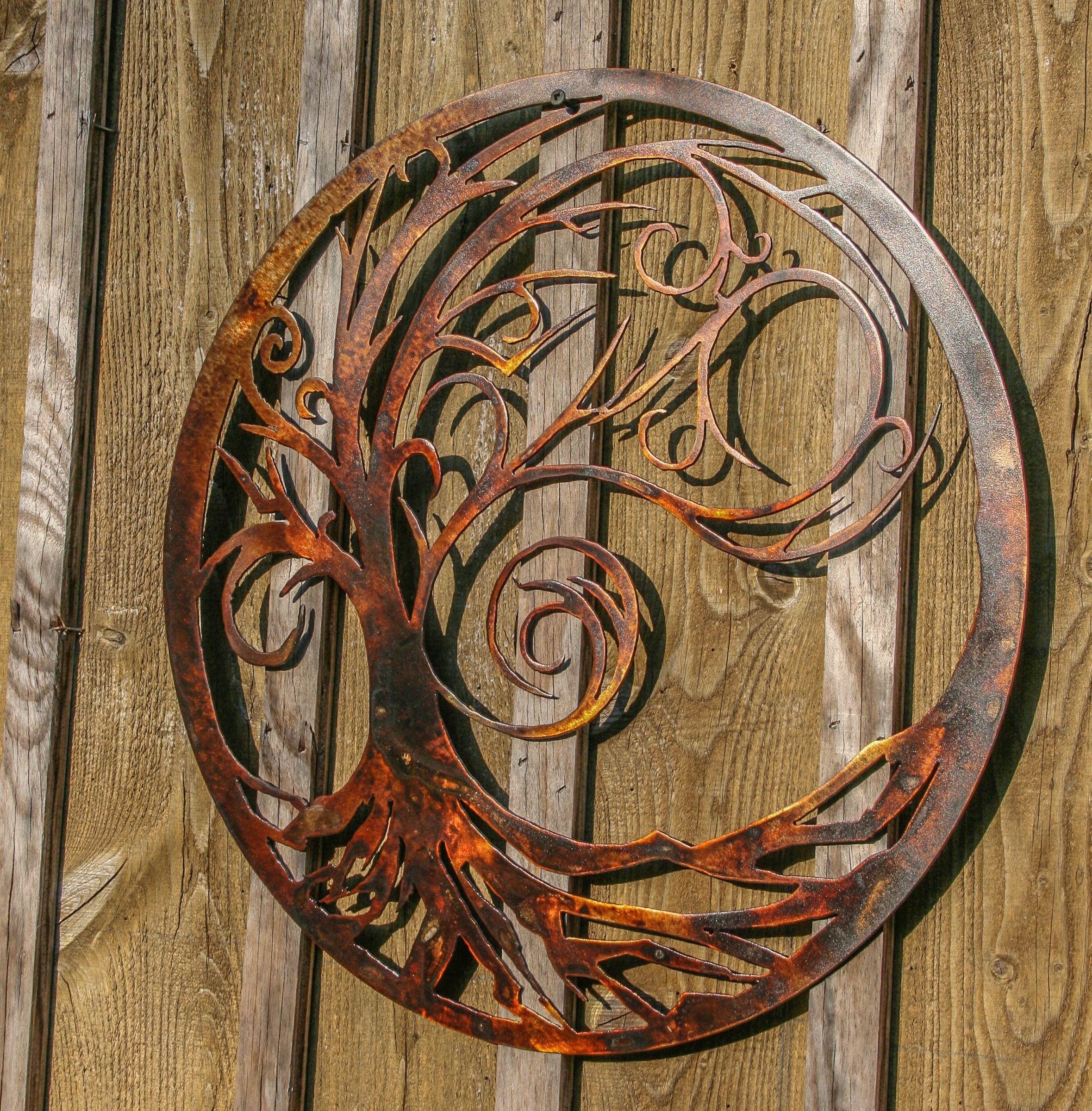 Japan brown swirl tree of life metal wall art wall decor metal tree  Round tree sign cut out metal wall sign wall hanging  boho farmhouse
