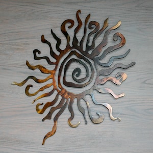 Wacky sun wall art bohemian rustic home wall decor boho farmhouse yard decor rustic sun kokopelli sun southwestern tribal sign flamed finish