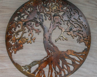 Tree of life metal wall art wall decor metal tree  Round tree sign cut out metal wall sign wall hanging interior designas