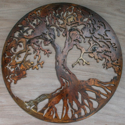 Tree of Life Metal Art Wall Decor HEAT COLORED 90 Cm in Etsy