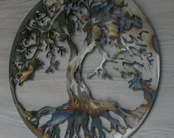 Árvore da vida arte de parede 30 "árvore da vida sinal da árvore da vida decoração de parede metal árvore da vida sinal acabamento patina