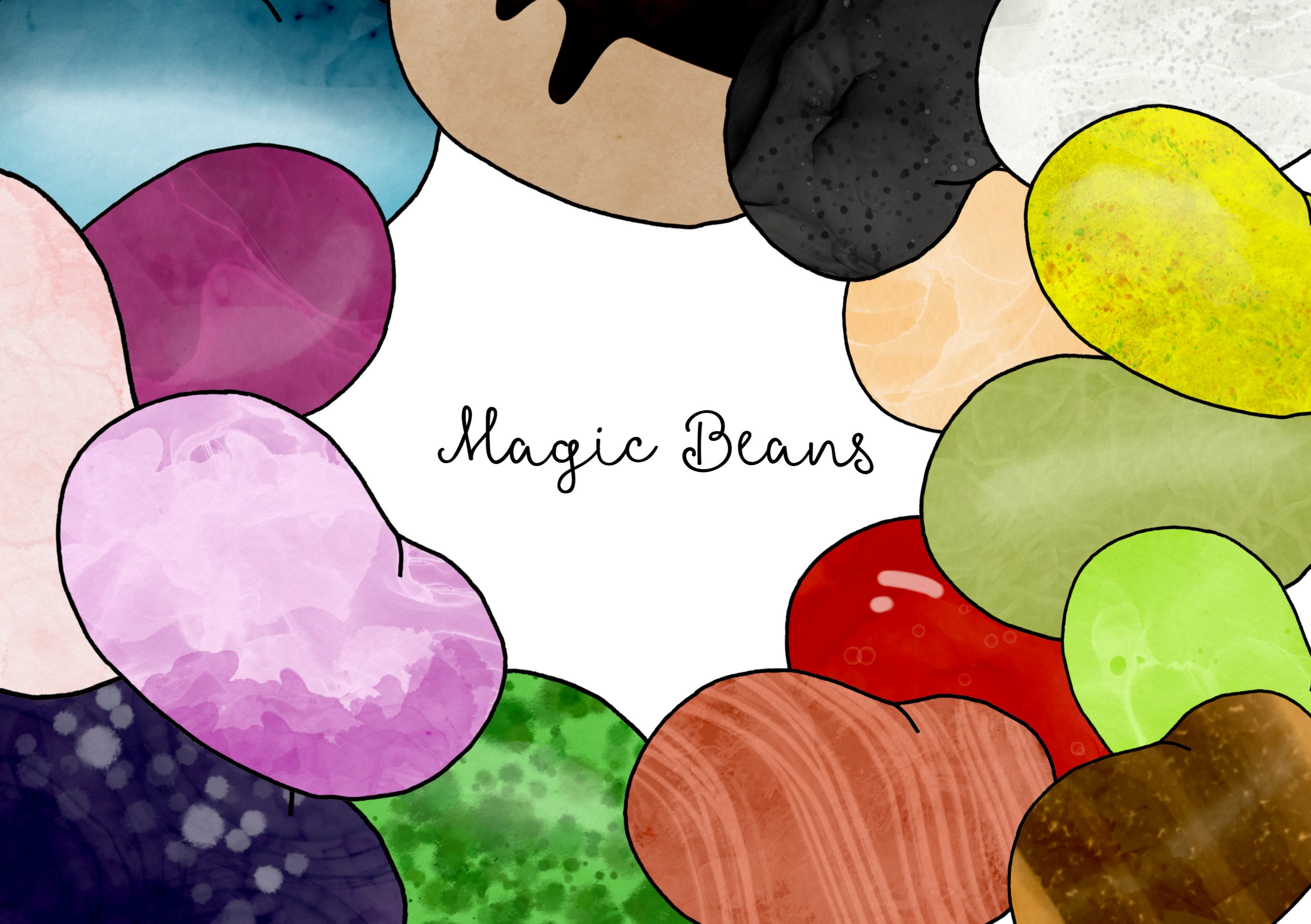 Watercolor Magic Beans Clipart Alcohol Ink Watercolor Magic Etsy