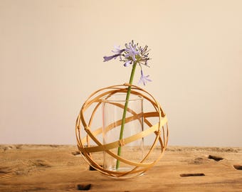 Kochosai Kosuga Bamboo Ikebana Vase | Japanese Modern Flower Vase | Unused Old Stock with Original Box