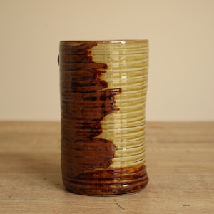 Antique Japanese Iron-Glaze Ikebana Vase | Tea Ceremony Flower Vessel