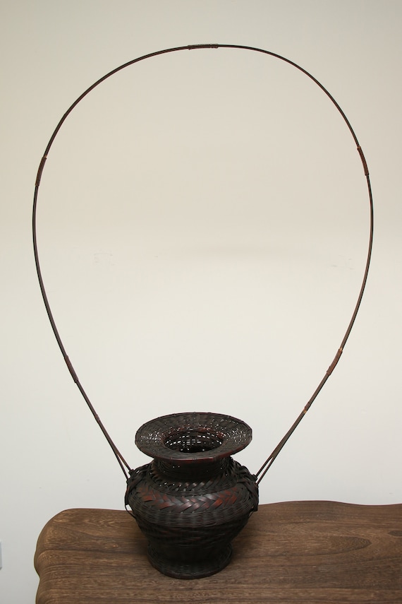 中国 竹籠 大型 手付き竹籠 時代籠 入れ物古民家 アンティーク 中国 竹