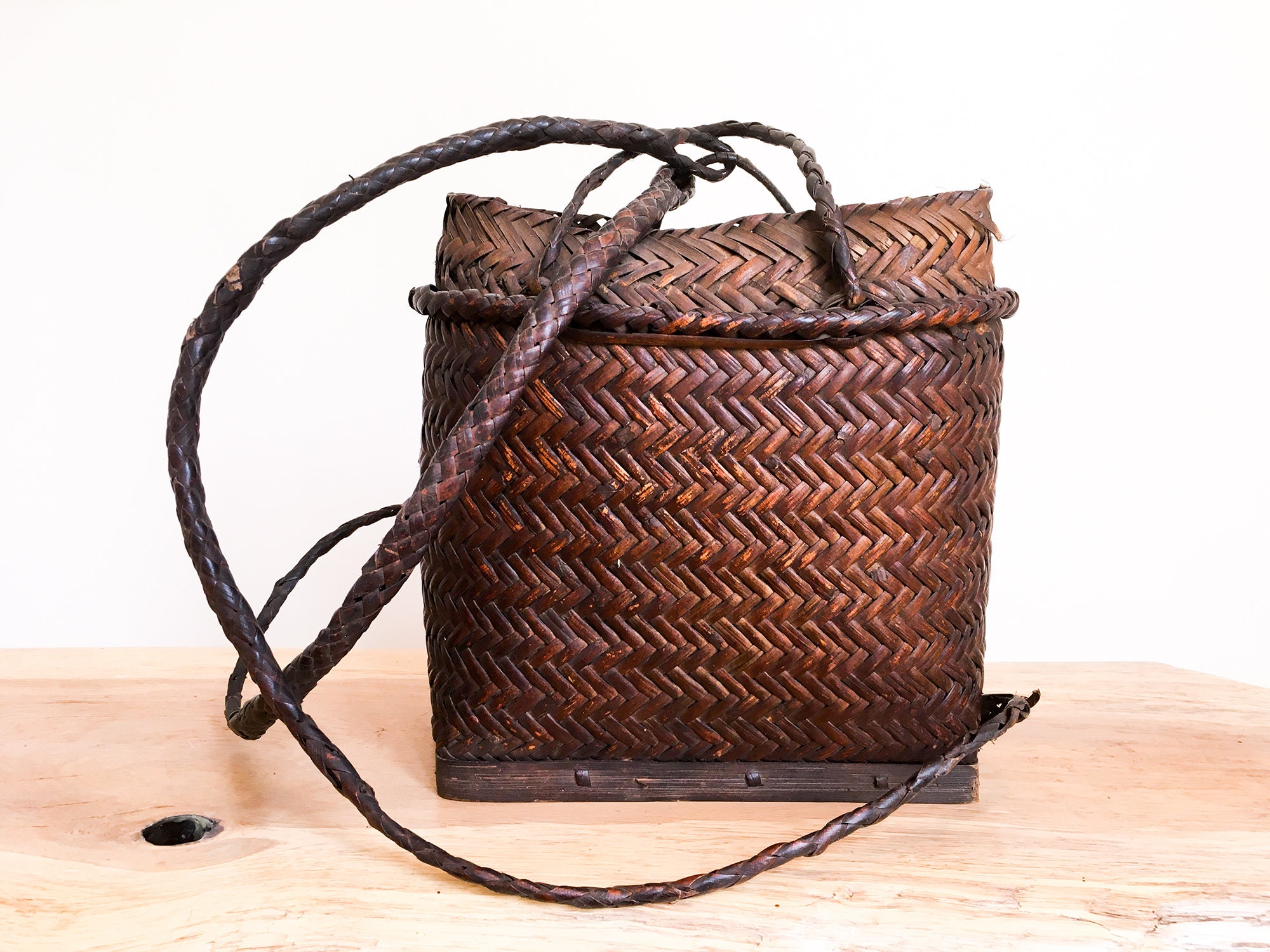 Chinese Antique Farmer's Bamboo Basket for multiple Etsy