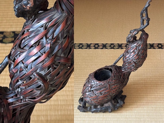 Einzigartige japanische antike Bambus Ikebana Skulptur - Etsy.de