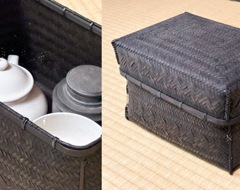 Schöner Japanischer Teekorb (Chabako) für die Reise / Teezeremonie im Freien und mehr