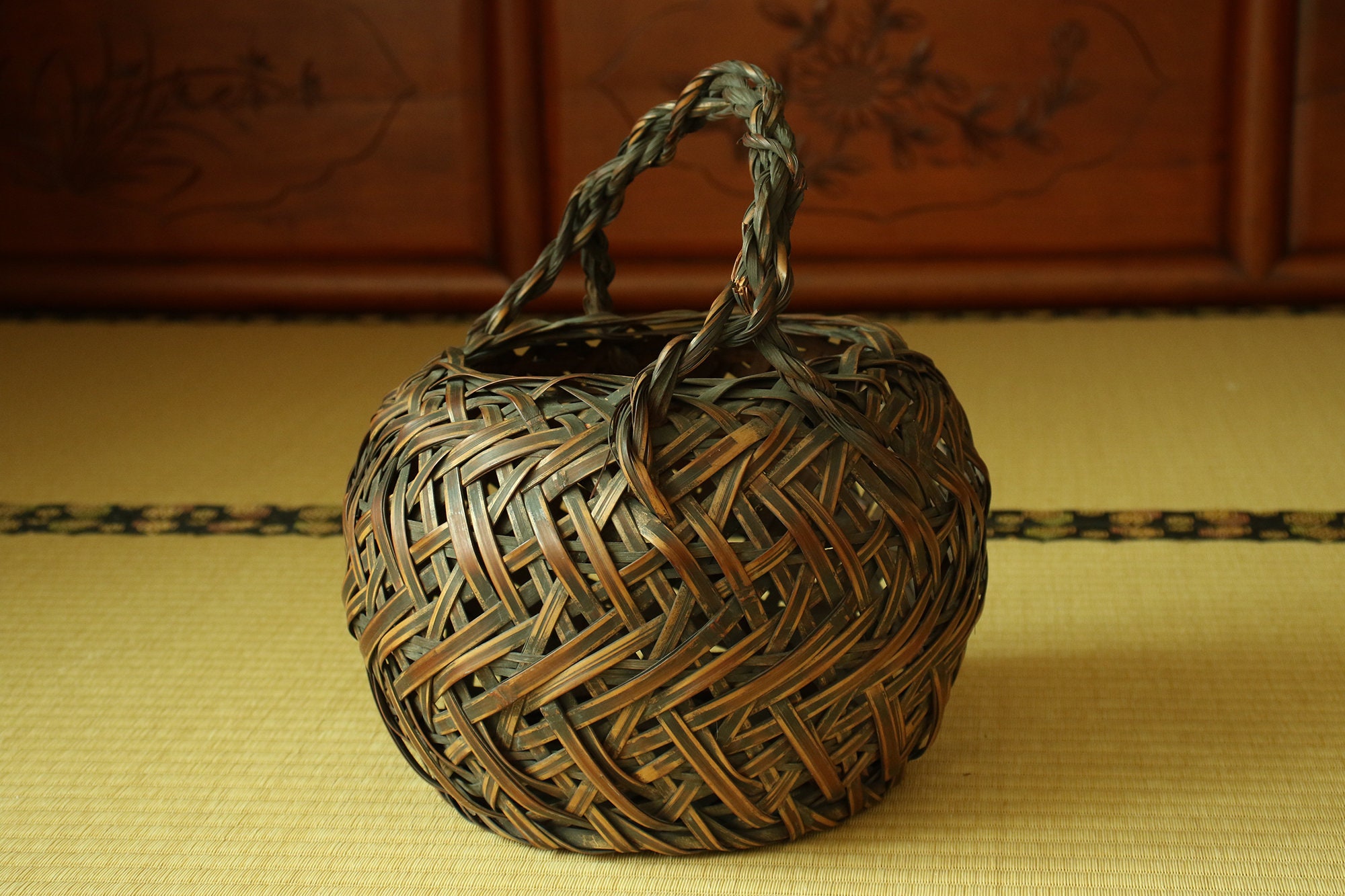 Antique Ikebana Basket Etsy