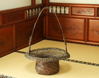 RARE Traditional Peony Bamboo Ikebana Basket