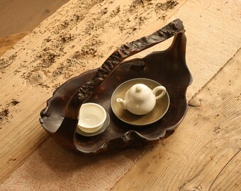 Large Antique Japanese Burl Wood Basket | Wabi-Sabi Tea Basket | Charcoal Holder | Ikebana Basket | 31cm