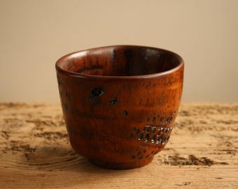 Tigela de Matcha Japonesa Antiga | Chawan de Raiz de Bambu Esculpida à Mão, Estética Wabi-Sabi