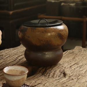 Antique Japanese Ash-Glaze Water Vessel | Signed Tea Ceremony Ikebana Mizusashi