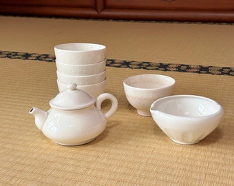 Chinese antique white glazed teapot set for Tea Ceremony/ 白南京