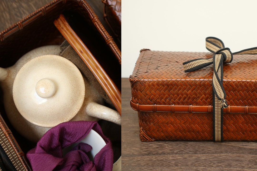 Beautiful Japanese Tea Basket chabako for Travel/ Outdoor Tea Ceremony